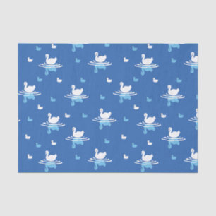 Serene Waters - Playful Swan Lake Pattern Design Tissue Paper