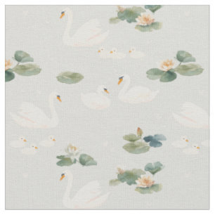 Serene Waters swan mama baby family love Fabric