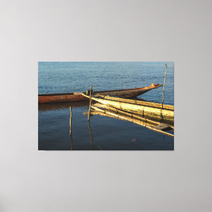 Serene Waters: The Moored Canoes Canvas Print