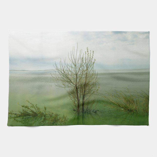 Serene Waterscape Landscape Kitchen Towel (Horizontal)