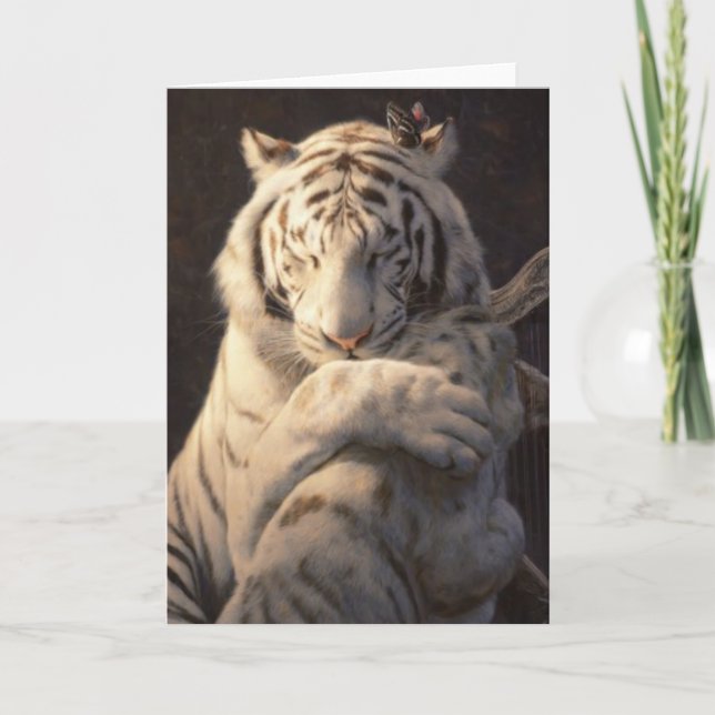 Serene White Tiger Card – Comfort & Reflection (Front)