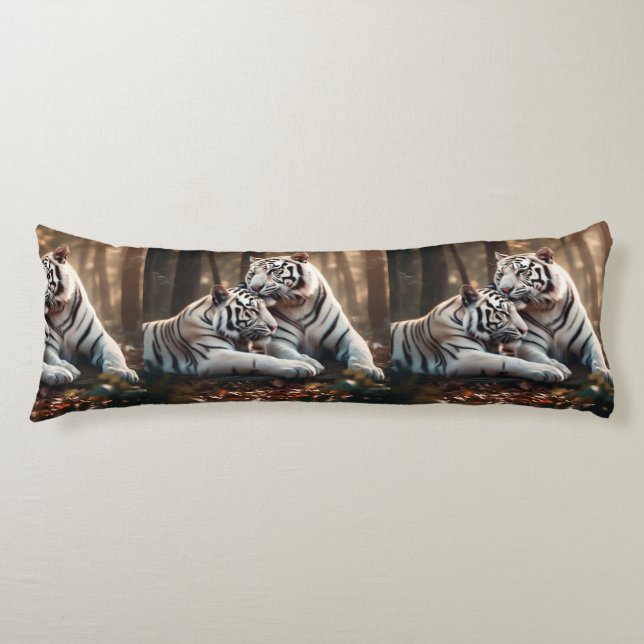 Serene White Tiger Companions Body Pillow (Front)