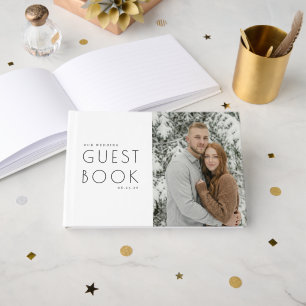 Serene White Winter Portrait Guest Book
