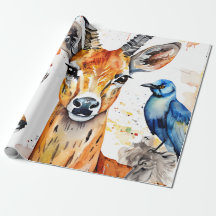 Serene Wildlife Watercolor Collage