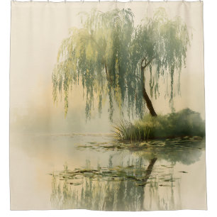 Serene Willow Tree Reflection Nature Art (1)