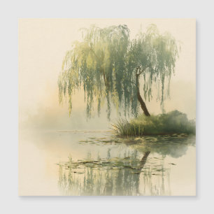 Serene Willow Tree Reflection Nature Art (1)