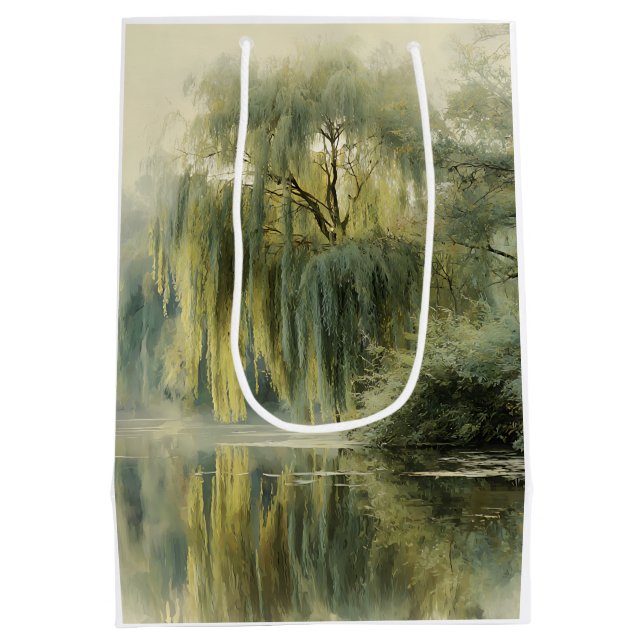 Serene Willow Tree Reflection Nature Art (10) Medium Gift Bag (Back)