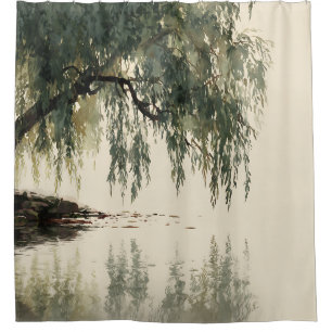 Serene Willow Tree Reflection Nature Art (11)