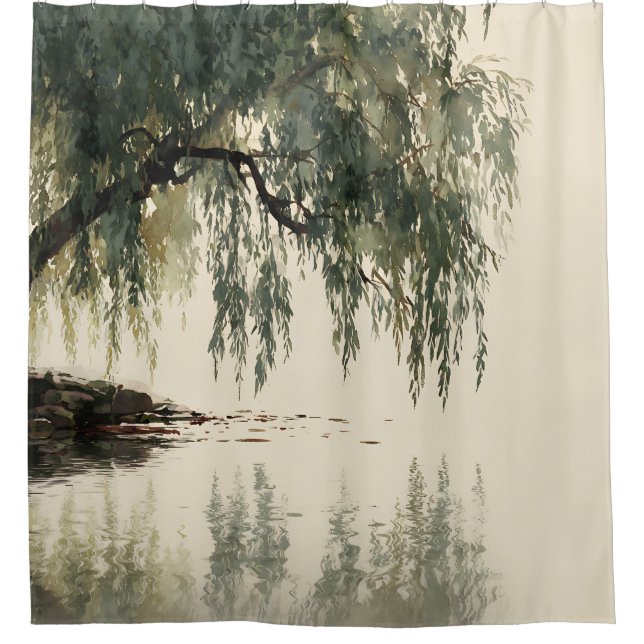 Serene Willow Tree Reflection Nature Art (11) (Front)
