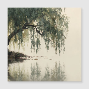 Serene Willow Tree Reflection Nature Art (11)