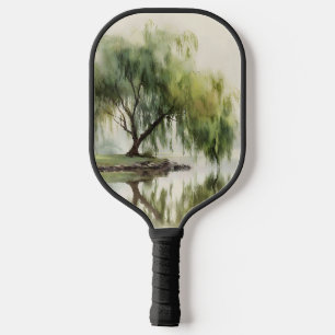 Serene Willow Tree Reflection Nature Art (12) Pickleball Paddle