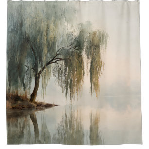Serene Willow Tree Reflection Nature Art (13)