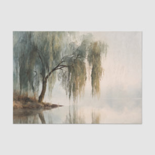 Serene Willow Tree Reflection Nature Art (13) Tissue Paper