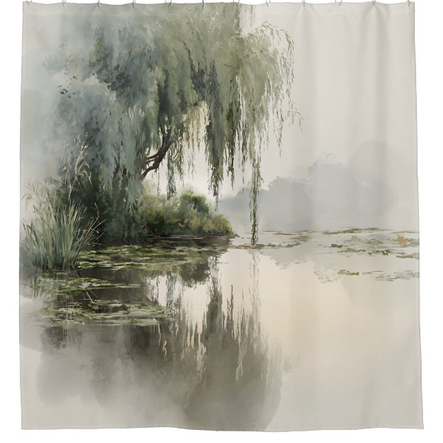 Serene Willow Tree Reflection Nature Art (2) (Front)