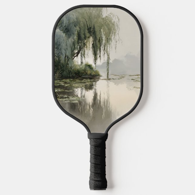 Serene Willow Tree Reflection Nature Art (2) Pickleball Paddle (Front)