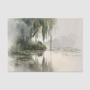 Serene Willow Tree Reflection Nature Art (2) Tissue Paper