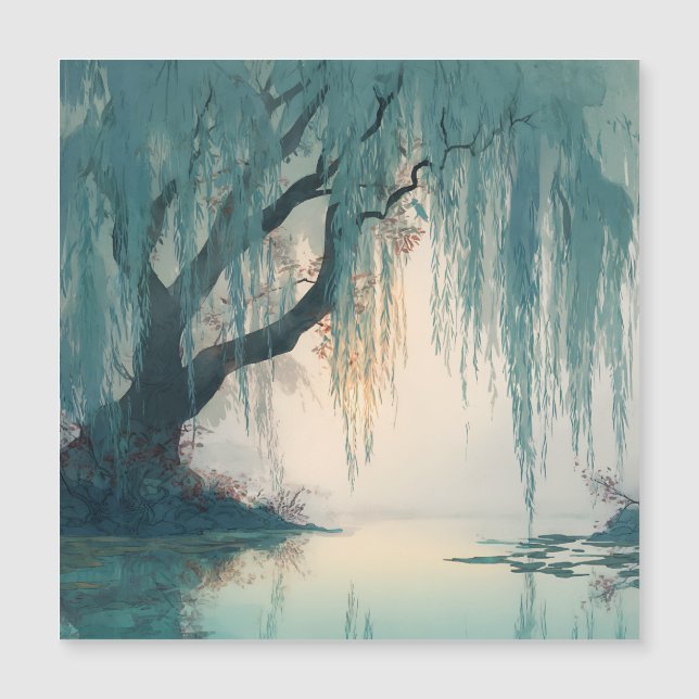 Serene Willow Tree Reflection Nature Art (3) (Front)