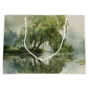 Serene Willow Tree Reflection Nature Art (5) Large Gift Bag