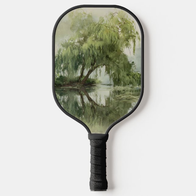 Serene Willow Tree Reflection Nature Art (5) Pickleball Paddle (Front)