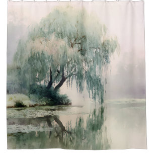 Serene Willow Tree Reflection Nature Art (7)