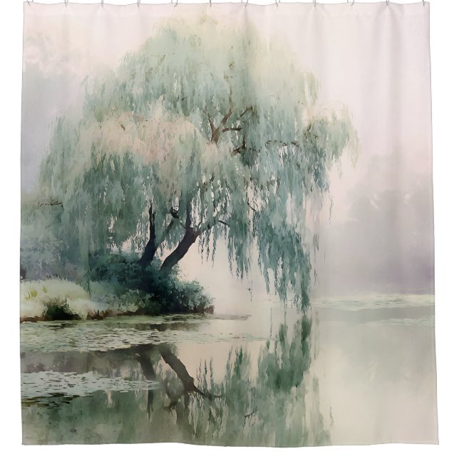 Serene Willow Tree Reflection Nature Art (7) (Front)