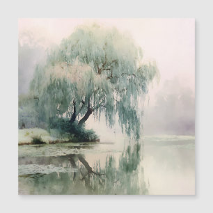Serene Willow Tree Reflection Nature Art (7)