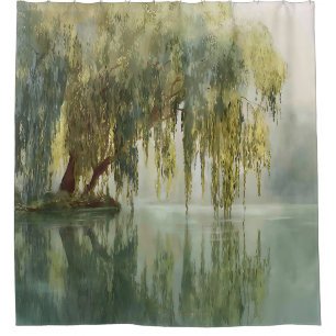 Serene Willow Tree Reflection Nature Art (8)