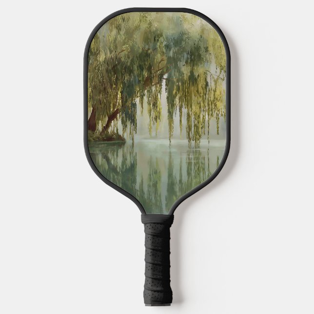 Serene Willow Tree Reflection Nature Art (8) Pickleball Paddle (Front)