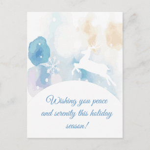 Serene Winter Deer Holiday Greeting Postcard