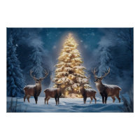Serene Winter Landscape with Glowing Christmas