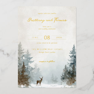 Serene Winter Watercolor Deer Scene