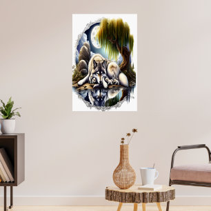Serene Wolf Family Oasis in Idyllic Nature Poster
