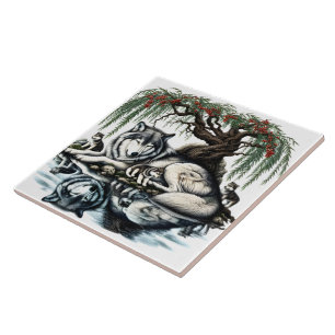Serene Wolf Family Oasis in Idyllic Nature Tile
