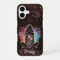 Serene Woman in a Cosmic Floral Dream