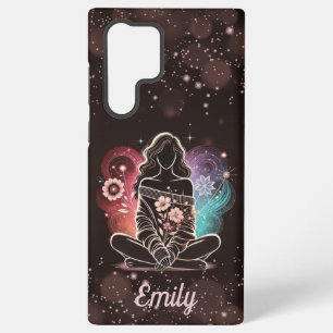Serene Woman in a Cosmic Floral Dream Samsung Galaxy Case