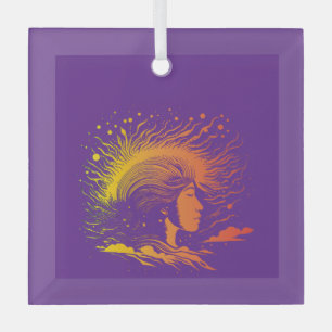 Serene Woman’s Profile. Glass Ornament