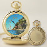 Serene Yelapa 0758 Pocket Watch<br><div class="desc">Painting "Serene Yelapa 0758" Collection Personalize on the product page or click the "Customize" button for more design options Outer casing - Gold or Silver. Design created from my painting "Serene Yelapa 0758" capturing a hillside in Yelapa, Jalisco, Mexico located just south of Puerto Vallarta. Matching products are available in...</div>