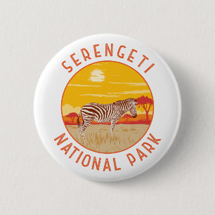 Serengeti National Park Zebra Travel Art Vintage 2 Inch Round Button