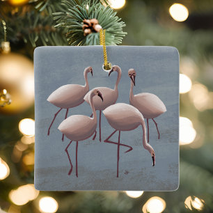 Serengeti Pink Flamingos Safari Wildlife Decor Ceramic Ornament