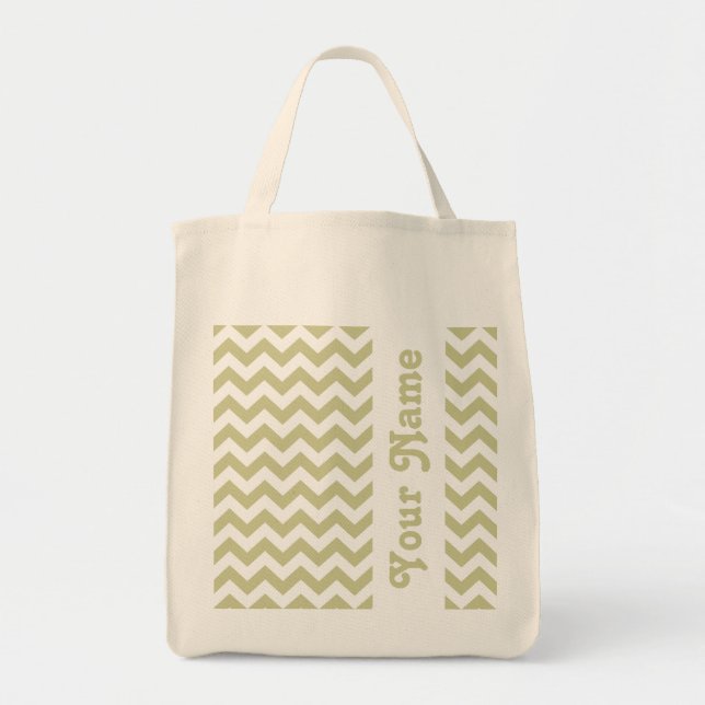 Serengeti Safari Chevron with customizable name Tote Bag (Front)