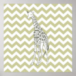 Serengeti Safari Chevron with Pop Art Giraffe Poster<br><div class="desc">Mod Chevron pattern in Emporio Moffa's Safari Moods colour palette,  with pop art giraffe on one side.</div>