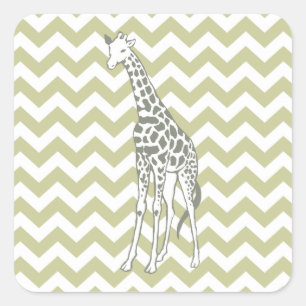 Serengeti Safari Chevron with Pop Art Giraffe Square Sticker