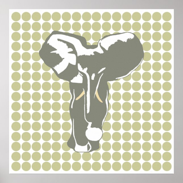 Serengeti Safari Dot with Pop Art Elephant Poster (Front)