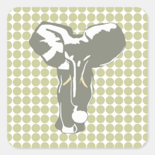 Serengeti Safari Dot with Pop Art Elephant Square Sticker