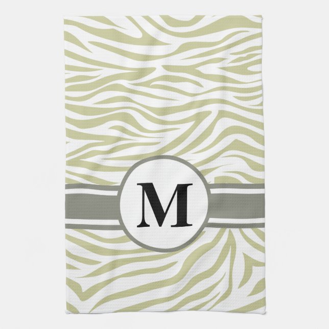 Serengeti Safari Zebra with monogram Kitchen Towel (Vertical)