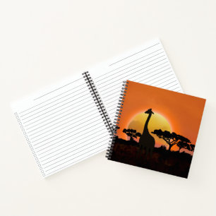 Serengeti Sunset Giraffe African Safari Wildlife Notebook