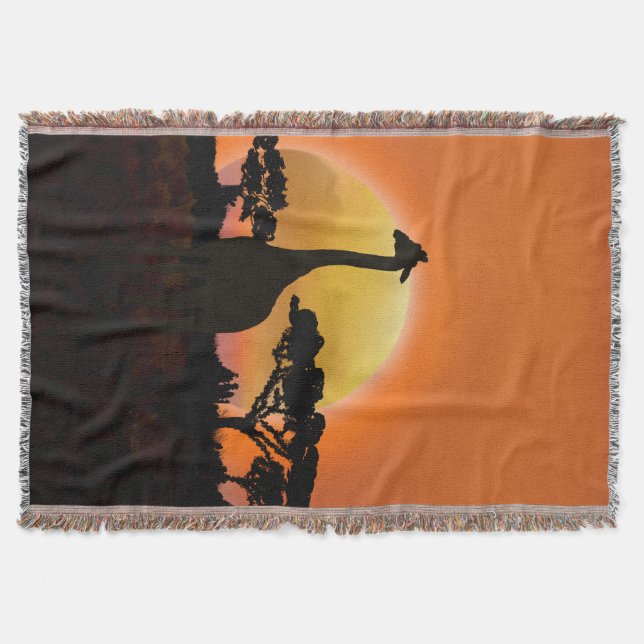 Serengeti Sunset Giraffe | Cozy Safari Wildlife Throw Blanket (Front)