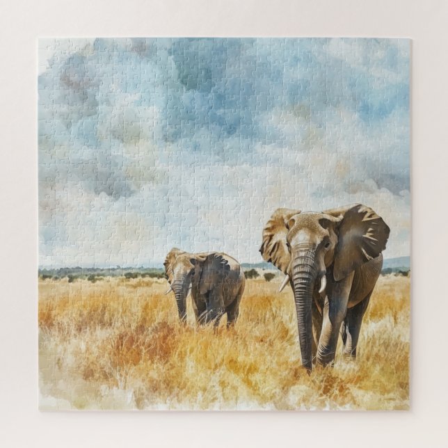 Serengetti Elephants Jigsaw Puzzle (Vertical)