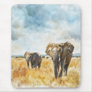 Serengetti Elephants Mouse Pad