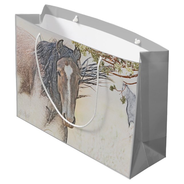 Sérénité, chevaux sauvages, Grand sac cadeau (Dos Angle)